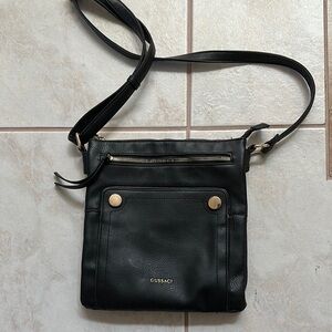 Gussaci Black Leather Crossbody Bag